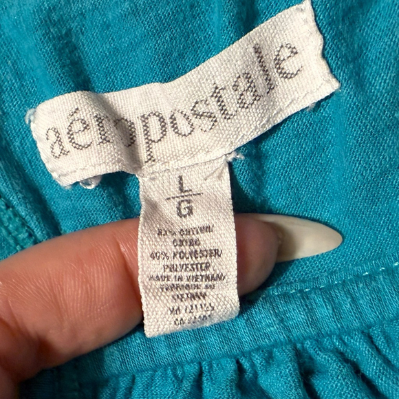 Teal Y2K Racerback Henley Tank Top Large - Picture 3 of 8